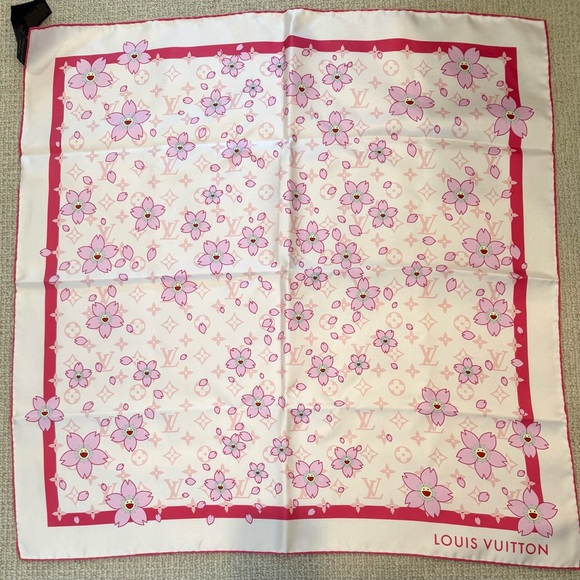 Louis Vuitton Accessories - Louis Vuitton X Murakami 2025 Cherry Blossom Pink 70cm Square Scarf- NIB